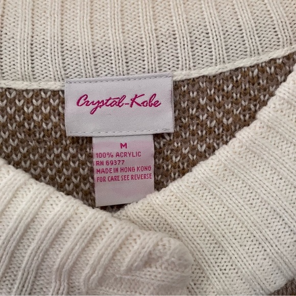 VTG Women’s Crystal Kobe Sz. M Acrylic Cardigan Floral Cottagecore Old Money - Picture 3 of 6